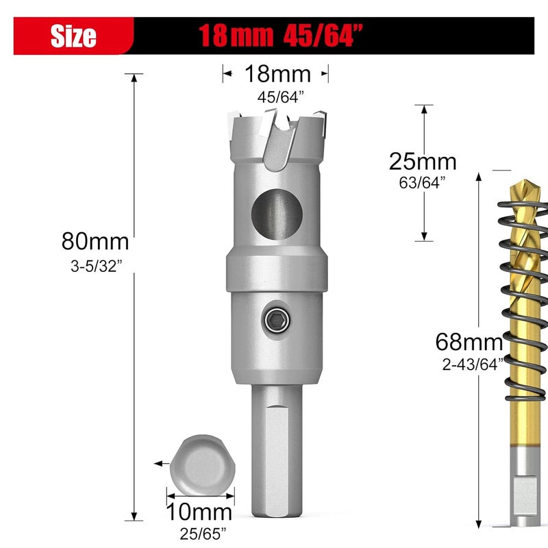 GSTK Upgrade Heavy Duty Carbide Hole Saw,Metal Steel Hole Saw Drill Bit,TCT Hole Cutter-Alloy Hardness Upgrade, Life Upgrade,Use for Stainless Steel, mild Steel, Iron, Copper,etc (18mm|45/64") - Image 2